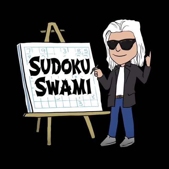 Sudoku Swami's image showing him in front of his easel teaching
